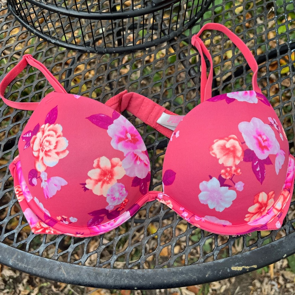 PINK  Pink Floral Super Push up Bra